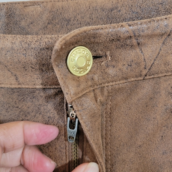 CHICO'S Women Brown Faux Leather High Rise Skinny Pants Sz 1.5/6 Fall Minimalist - Picture 5 of 11